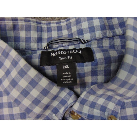 Nordstrom Shirt Mens 2XL Trim Fit Gray White Check Long Sleeve - Picture 8 of 9